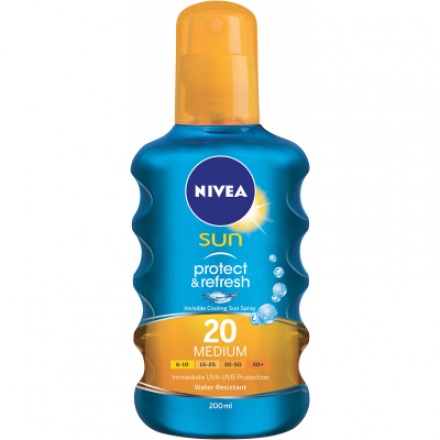 Nivea Sun Protect & refresh OF 20 neviditelný sprej na opalování, 200 ml