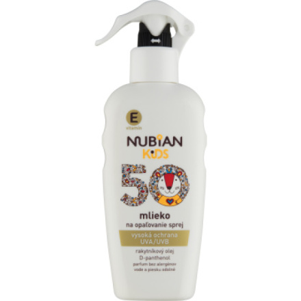 Nubian Kids OF 50 mléko na opalování sprej, 200 ml