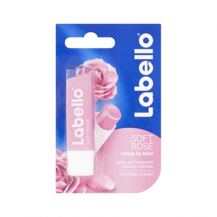 Labello Soft Rosé, balzám na rty s výtažky z růží, 4,8 g