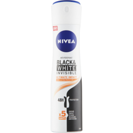 Nivea Black & White Invisible Ultimate Impact dámský antiperspirant, deosprej 150 ml