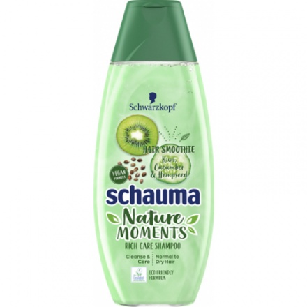 Schauma Nature Moments Hair Smoothie kiwi okurka a konopná semínka šampon, 400 ml