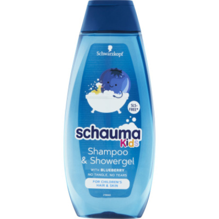 Schauma šampon a sprchový gel Kids s extraktem z borůvky, 400 ml