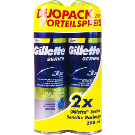 Gillette Series Gel gel na holení Series Sensitive Skin, 2× 200 ml, 881125