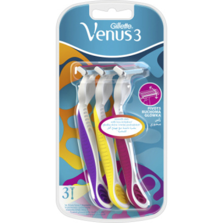 Gillette Venus 3 dámská jednorázová holítka se zvlhčujícím páskem, 3 ks