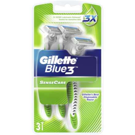 Gillette Blue3 Sense Care jednorázové holicí strojky, balení 3 ks