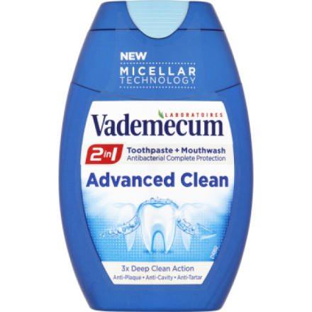 Vademecum Advanced Clean 2v1 zubní pasta a ústní voda, 75 ml