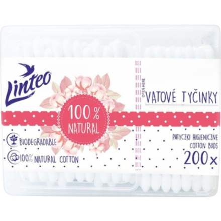 Linteo Natural vatové tyčinky papírové box 200 ks