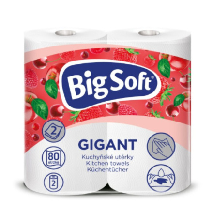 Big Soft Gigant 2vrstvé kuchyňské papírové utěrky, 2× 80 útržků, 2 role