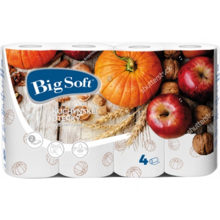 Big Soft Podzim 2vrstvé kuchyňské papírové utěrky, 4× 50 útržků, 4 role