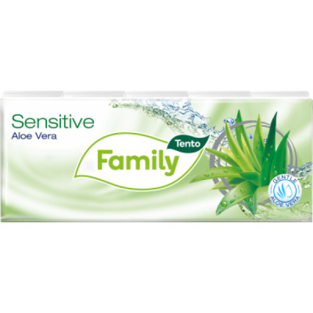 Tento Sensitive Aloe Vera 3vrstvé papírové kapesníky, 10× 10 ks