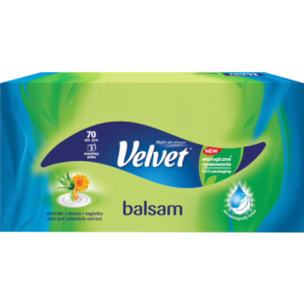 Velvet Balsam 3vrstvé papírové kapesníky, 70 ks