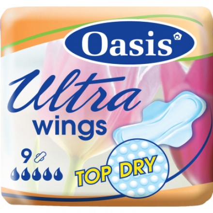 Oasis Ultra Wings Top Dry dámské vložky, 9 ks
