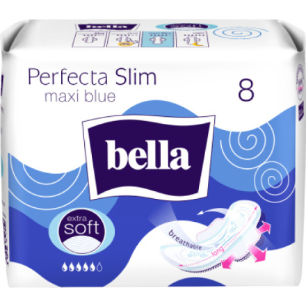 Bella Perfecta Slim Maxi Blue dámské vložky, 8 ks