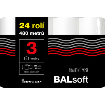 BALsoft 3vrstvý toaletní papír, 24 rolí