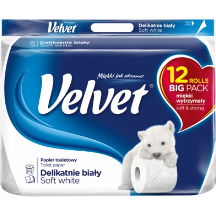 Velvet Soft White 3vrstvý toaletní papír, 12 rolí