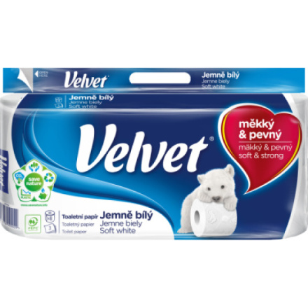 Velvet Soft White 3vrstvý toaletní papír, 8 rolí