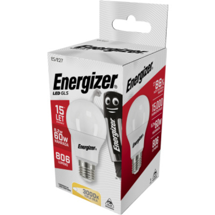 Energizer LED žárovka GLS, E27, teplá bílá, 9 W jako 60 W