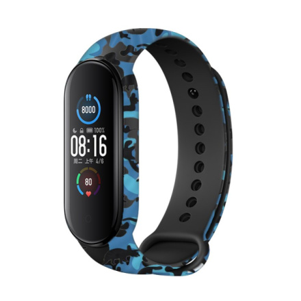 Řemínek RhinoTech na Xiaomi Mi Band 7 / Mi Band 6 / Mi Band 5 - maskáčová modro-černá RHTRTACC144