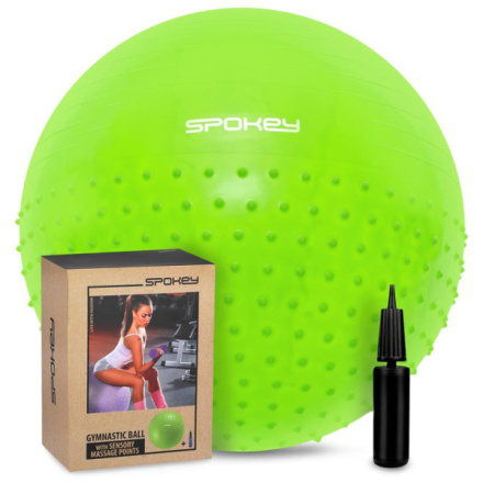 Spokey HALF FIT Gymnastický míč 2v1 masážní, 65 cm včetně pumpičky, zelený , K920939