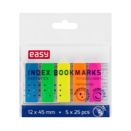 Záložky plastové, 45x12 mm, mix neón 5 barev á 25 ks, S48930
