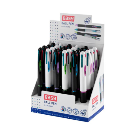 EASY 4COLOURS Čtyřbarevné kuličkové pero, čtyři barvy náplně, 0,7 mm, 1ks v balení, 5901180301541