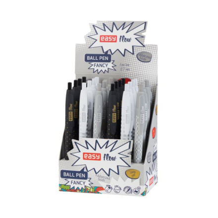 EASY FANCY Kuličkové pero, modrá semi-gelová náplň, 0,7 mm, 24 ks v balení, šedá-bílá-černá, S838111