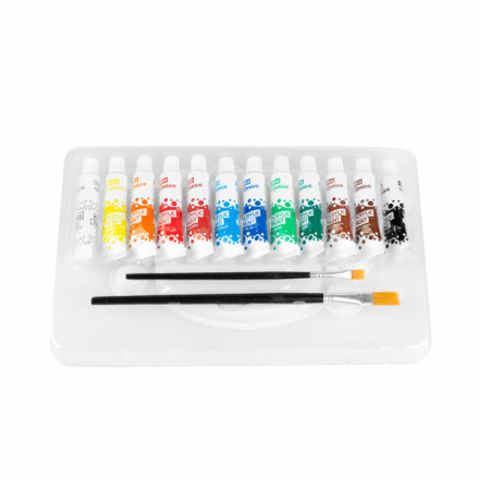 Akrylové barvy 12 ml SET - 12 barev, 2 štětce, paleta, S923458