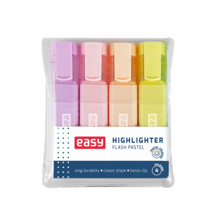 EASY FLASH PASTEL Sada zvýrazňovačů, ploché, 4 pastelové barvy, S941582