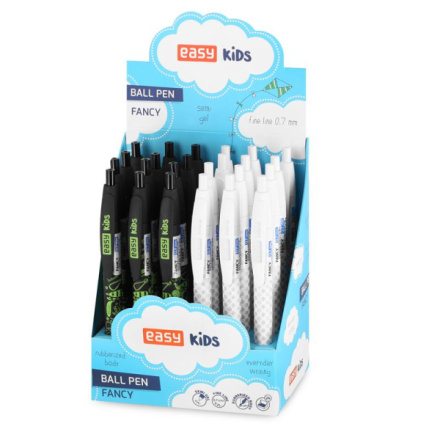 EASY FANCY Kuličkové pero, modrá semi-gelová náplň, 0,7 mm, 1ks v balení, bílo-šedá a černo-zelená, S941725