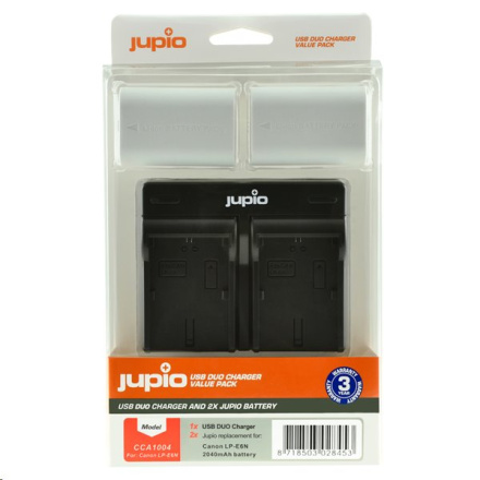 Set Jupio 2xLP-E6N 2040 mAh + Dual Charger pro Canon, CCA1004