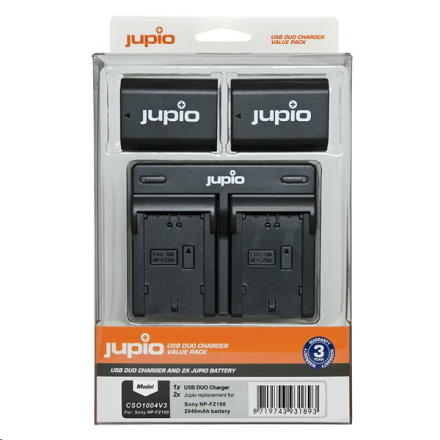 Set Jupio 2x baterie NP-FZ100 - 2040 mAh + nabíječka duální pro Sony, CSO1004V3