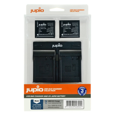 Set Jupio 2x DMW-BLG10 - 900 mAh + USB duální nabíječka, CPA1006