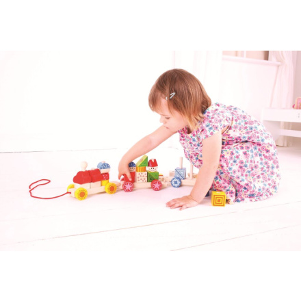 Hračka Bigjigs Toys Baby Dřevěný vláček s nasazováním, BB037