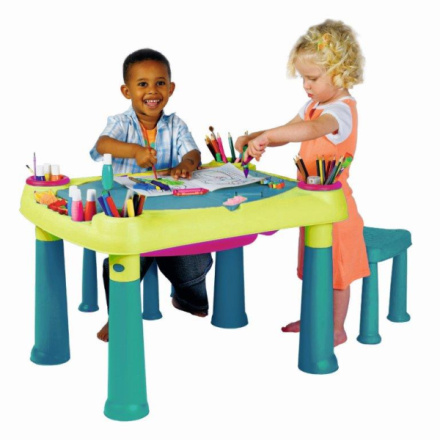 Dětský stolek Keter Creative Play Table se dvěma stoličkami tyrkysový / zelený, 231593