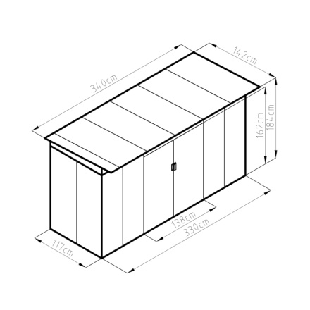 Zahradní domek G21 GRAH 483 - 340 x 142 cm, hnědý, GRAH-483-ZNWW-2S0