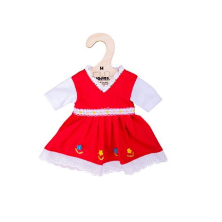 Hračka Bigjigs Toys Červené květinové šaty pro panenku 34 cm, BJD539