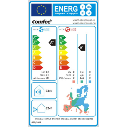 Klimatizace Midea/Comfee MSAF5-12HRDN8-QE SET QUICK, 11000 BTU, do 41 m2, WiFi, vytápění, odvlhčování , MSAF5-12HRDN8-QE R32 SET