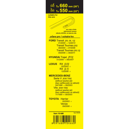 Stěrače FLAT SET (HOOK) 660+550mm, 10466