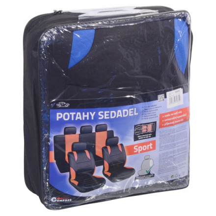 Potahy sedadel sada 9ks SPORT modré AIRBAG, 31675