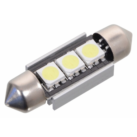 Žárovka 3 SMD LED 12V suf. SV8.5 36mm s rezistorem CAN-BUS ready bílá, SV8.5 (sufit), 33803