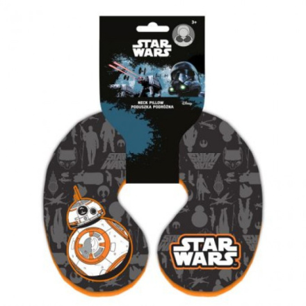 Polštářek okolo krku STAR WARS BB-8, černá-šedá, průměr 21cm, pr59604