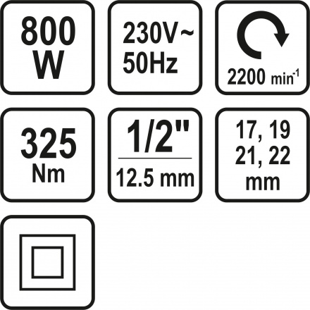 Elektrický rázový utahovák 800W, 325Nm, TO-57091