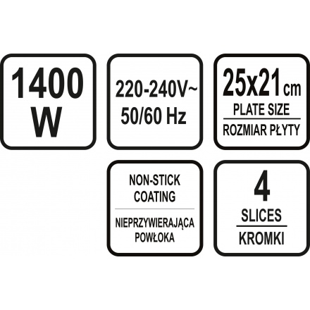 Toustovač 1400W 4 plotnový, TO-67520