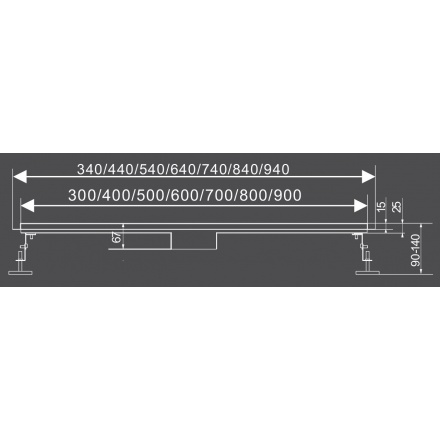 Lineární koupelnový žlab Bílé Sklo 60 cm WET&DRY, TO-75381