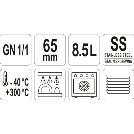 Gastro nádoba NEREZ GN 1/1 65mm, YG-00252