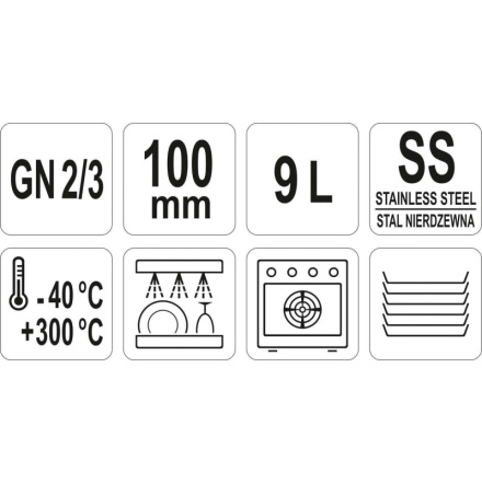 Gastro nádoba NEREZ GN 2/3 100mm, YG-00303