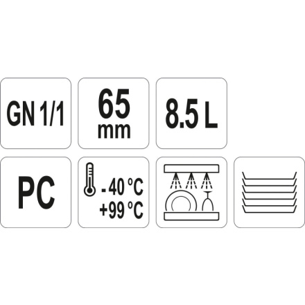 Gastro nádoba PC  GN 1/1 65mm, YG-00390