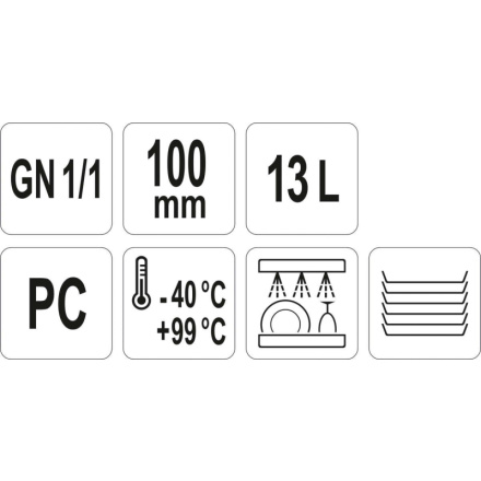 Gastro nádoba PC  GN 1/1 100mm, YG-00391