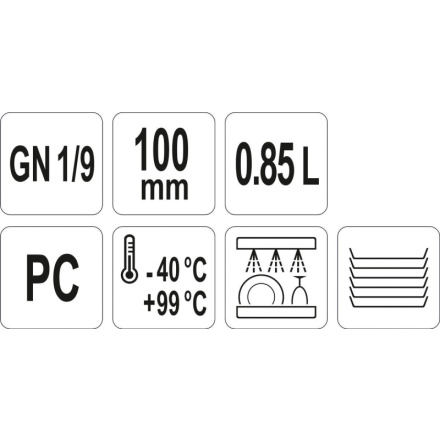 Gastro nádoba PC  GN 1/9 100mm, YG-00431