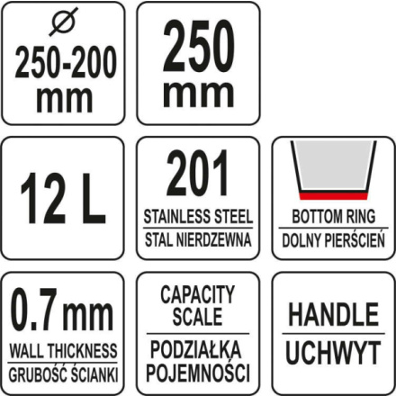 Kbelík NEREZ ocel 12l, YG-00650